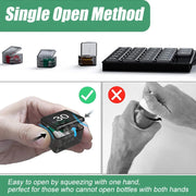 Monthly Pill Organizer 30 Days Pill Box Easy-Open Large Capacity Medicine Case(Black)