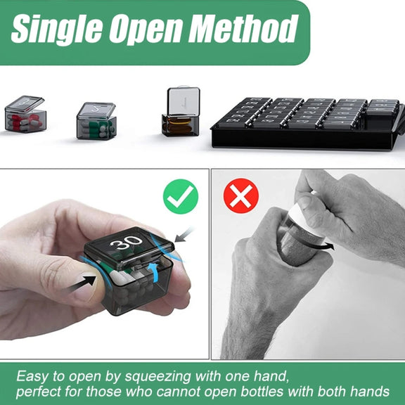 Monthly Pill Organizer 30 Days Pill Box Easy-Open Large Capacity Medicine Case(Transparent)