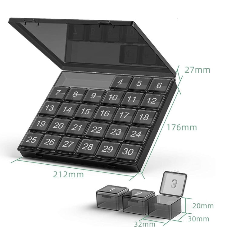 Monthly Pill Organizer 30 Days Pill Box Easy-Open Large Capacity Medicine Case(Black)