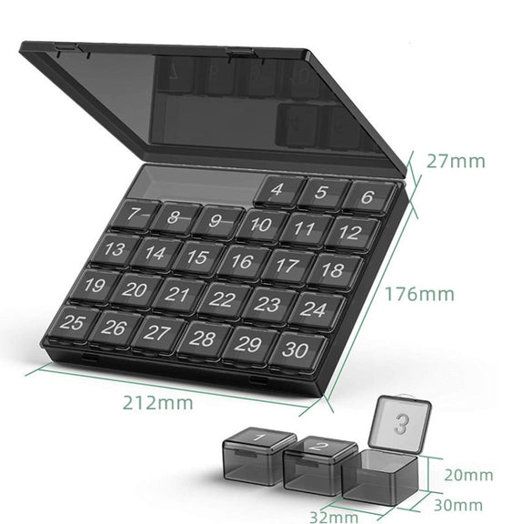 Monthly Pill Organizer 30 Days Pill Box Easy-Open Large Capacity Medicine Case(Transparent)