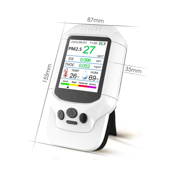 8-In-1 Air Quality Detector PM2.5 / PM1.0 / PM10 / HCHO / TVOC / O3 / Temperature / Humidity Monitor