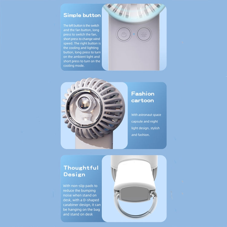 Outdoor Handheld Ice Air Conditioning Fan Astronaut Night Light Semiconductor Cooling Fan(White) - Electric Fans by PMC TechLife | Online Shopping South Africa | PMC TechLife | Buy Now Pay Later Mobicred