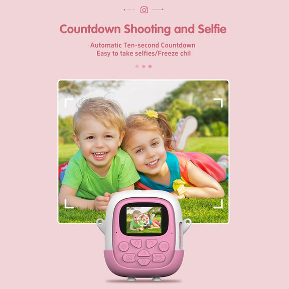 A19B 2.0-Inch 720P HD Reversible Camera Cartoon Children Mini Digital Printing Camera(Pink)