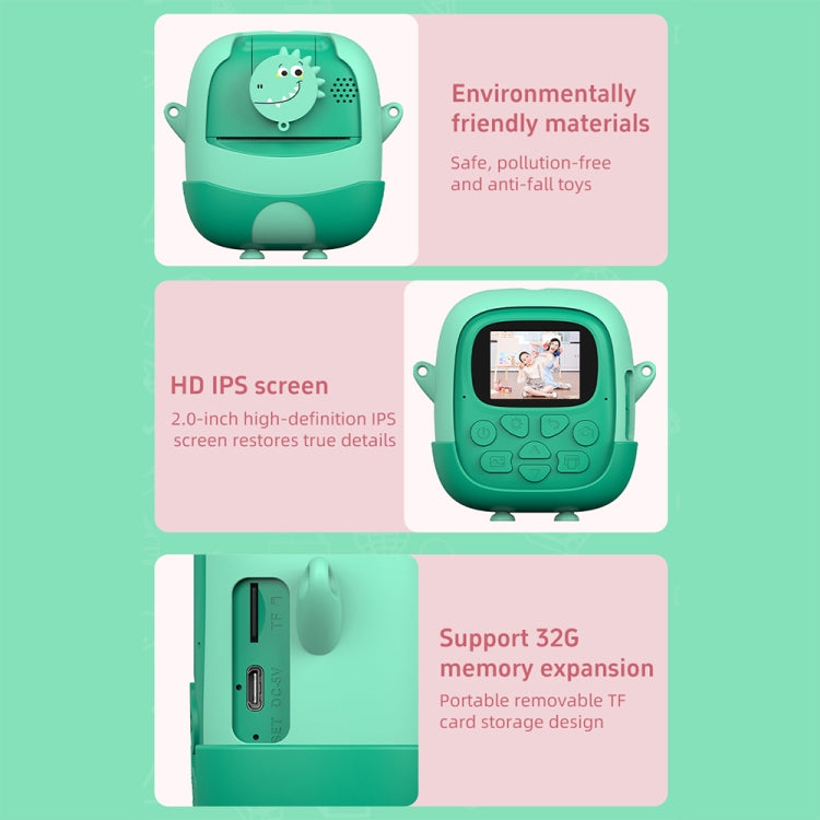A19B 2.0-Inch 720P HD Reversible Camera Cartoon Children Mini Digital Printing Camera(Green) - Children Cameras by PMC TechLife | Online Shopping South Africa | PMC TechLife | Buy Now Pay Later Mobicred