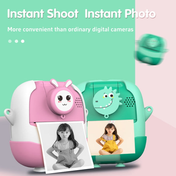 A19B 2.0-Inch 720P HD Reversible Camera Cartoon Children Mini Digital Printing Camera(Pink)