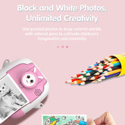 A19B 2.0-Inch 720P HD Reversible Camera Cartoon Children Mini Digital Printing Camera(Pink)