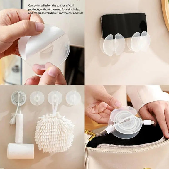 Multi-functional Data Cable Organizer Hole-free Plug Fixer Small Objects Hanger(Transparent)