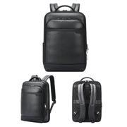 Bopai 61-122391 Large-capacity First-layer Cowhide Business Laptop Backpack With USB+Type-C Port(Black)