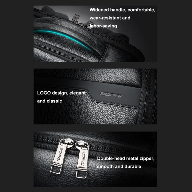 Bopai 61-122391 Large-capacity First-layer Cowhide Business Laptop Backpack With USB+Type-C Port(Black) - free shipping - PMC Jewellery - Order now!