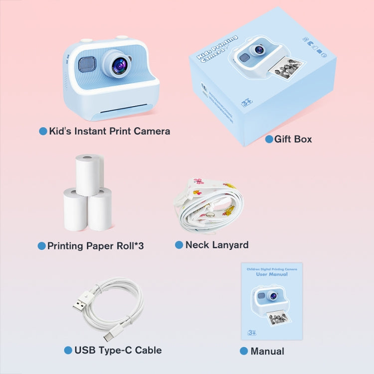 M8 2.4-Inch 1080P HD 2400W Pixel Dual-Camera Children Thermal Printing Camera, Color: Purple
