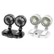 5V USB Port Car Dual-head Fan Circulation Fan(White)