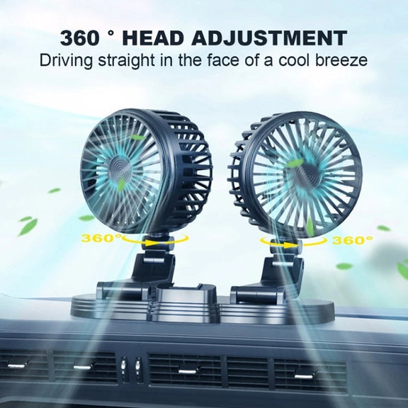 5V USB Port Car Dual-head Fan Circulation Fan(White)