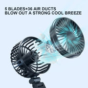 5V USB Port Car Dual-head Fan Circulation Fan(White)