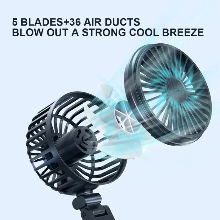 5V USB Port Car Dual-head Fan Circulation Fan(White)
