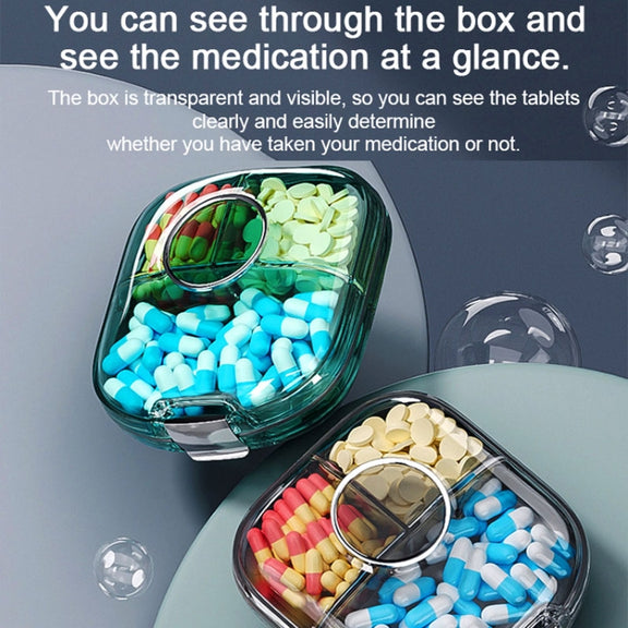Multi-functional Portable Mini Pill Dispenser Organizer(Transparent Black)
