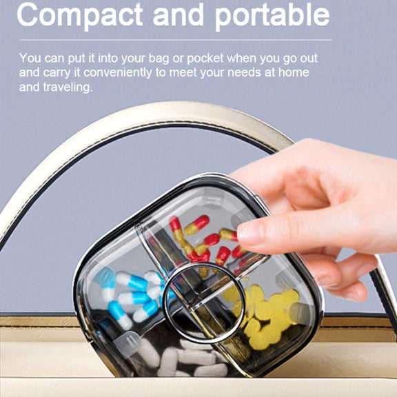 Multi-functional Portable Mini Pill Dispenser Organizer(Transparent Black)