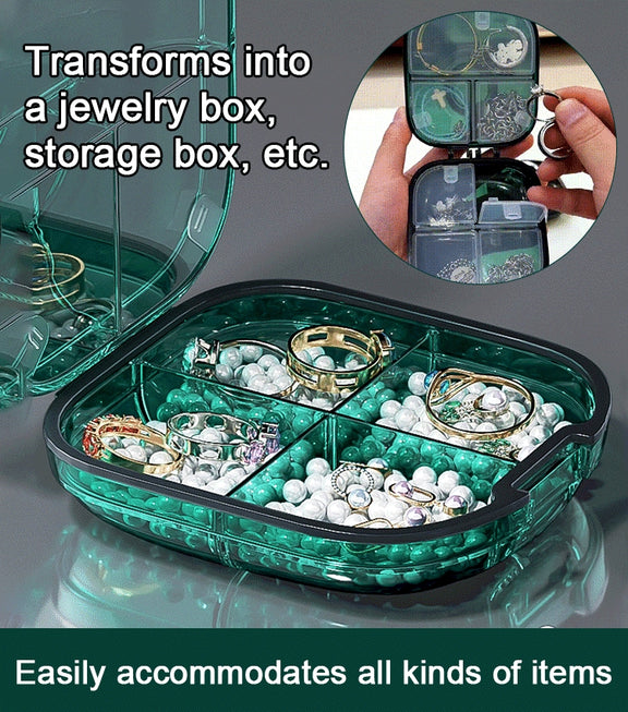 Multi-functional Portable Mini Pill Dispenser Organizer(Transparent Black)