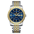 BINBOND B2202 Diamond Dual-calendar Luminous Quartz Watch, Color: Inter-gold-Blue - free shipping - PMC TechLife - Order now!