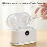 WT-818 Dual-leaf Spray Smart Digital Display Desktop Fan Night Light Humidification Cooler(Pink)