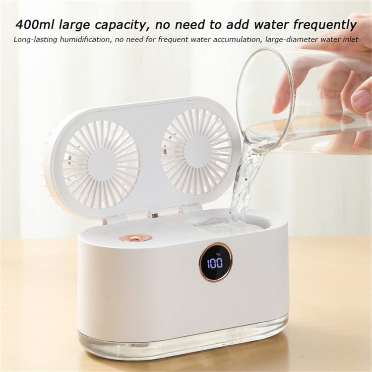 WT-818 Dual-leaf Spray Smart Digital Display Desktop Fan Night Light Humidification Cooler(Green)