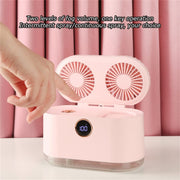 WT-818 Dual-leaf Spray Smart Digital Display Desktop Fan Night Light Humidification Cooler(Pink)