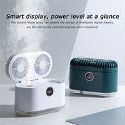 WT-818 Dual-leaf Spray Smart Digital Display Desktop Fan Night Light Humidification Cooler(White)