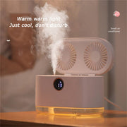 WT-818 Dual-leaf Spray Smart Digital Display Desktop Fan Night Light Humidification Cooler(Green)