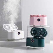 WT-818 Dual-leaf Spray Smart Digital Display Desktop Fan Night Light Humidification Cooler(Green)
