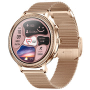 V60 1.39 Inch Wellness Tracking Multifunctional Water-resistant Bluetooth Call Smart Watch, Color: Gold Steel