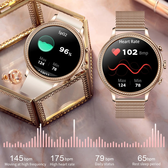 V60 1.39 Inch Wellness Tracking Multifunctional Water-resistant Bluetooth Call Smart Watch, Color: Gold Steel