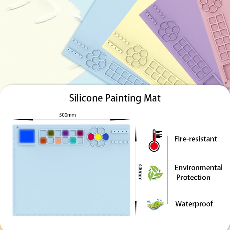 50x40cm Silicone Painting Pad With  Paint Holder Art Mat For Drawing Clay(Sky Blue) - free shipping - PMC Jewellery - Order now!