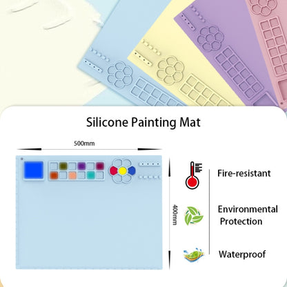 50x40cm Silicone Painting Pad With  Paint Holder Art Mat For Drawing Clay(Sky Blue) - free shipping - PMC Jewellery - Order now!