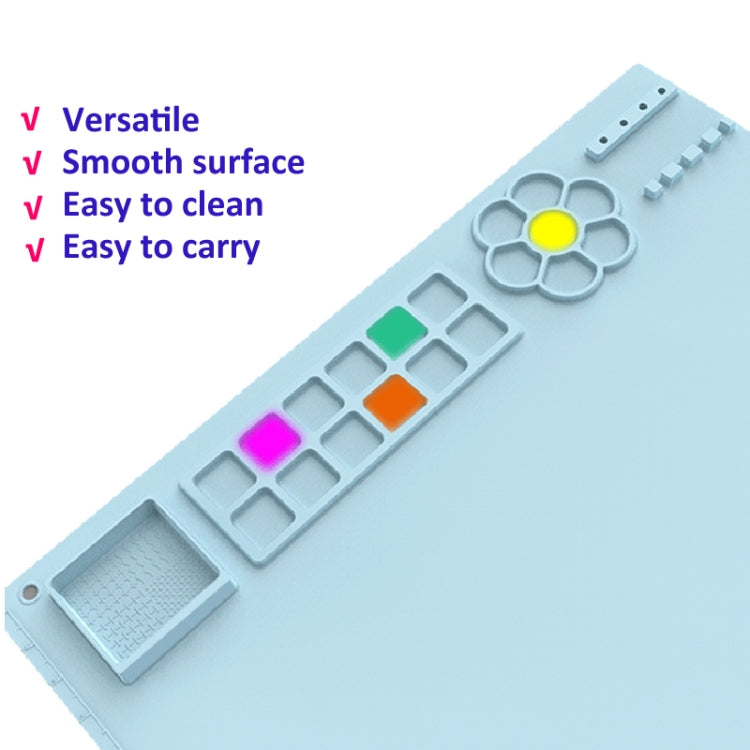 50x40cm Silicone Painting Pad With  Paint Holder Art Mat For Drawing Clay(Sky Blue) - free shipping - PMC Jewellery - Order now!