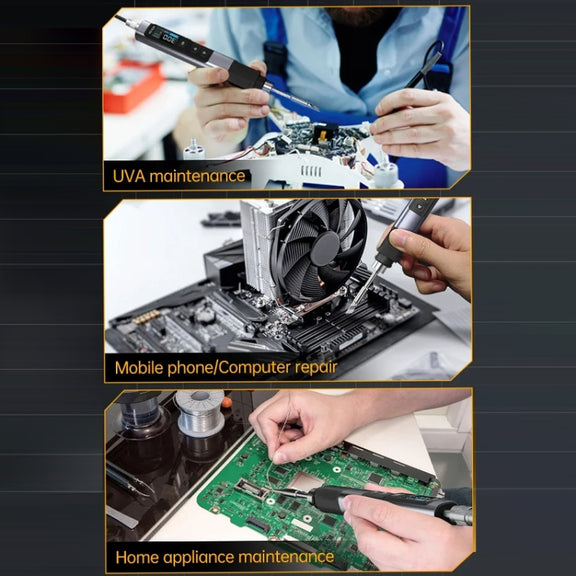 FNIRSI Portable Constant Temperature Soldering Iron Set, Model: HS-02B Standard 3 Head