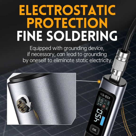 FNIRSI Portable Constant Temperature Soldering Iron Set, Model: HS-02B Standard 3 Head
