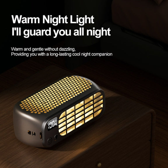 USB Charging Digital Display Portable Bladeless Outdoor Mini Night Light Fan(Pink)