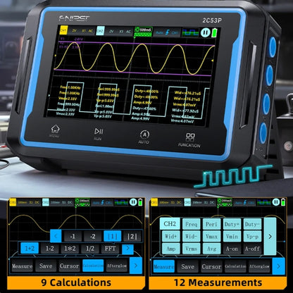 FNIRSI 2C53P Dual Channel Flat Panel Digital Oscilloscope Multimeter Signal Generator 3 In 1(Black) - free shipping - PMC Jewellery - Order now!