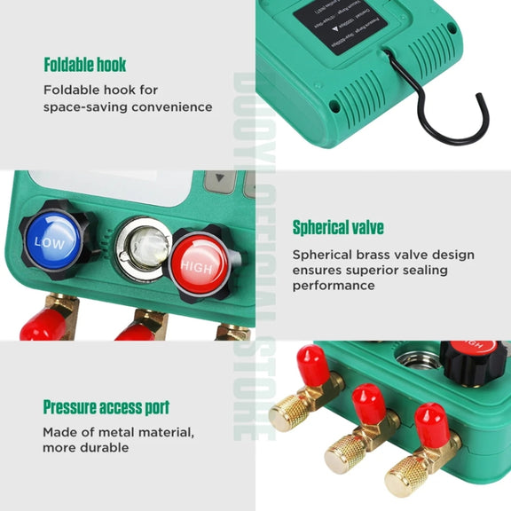 11pcs / Set DUOYI DY523 Automotive Vacuum Pressure Gauge Liquid Charge Fluorine Repair Electronic Refrigerant Meter