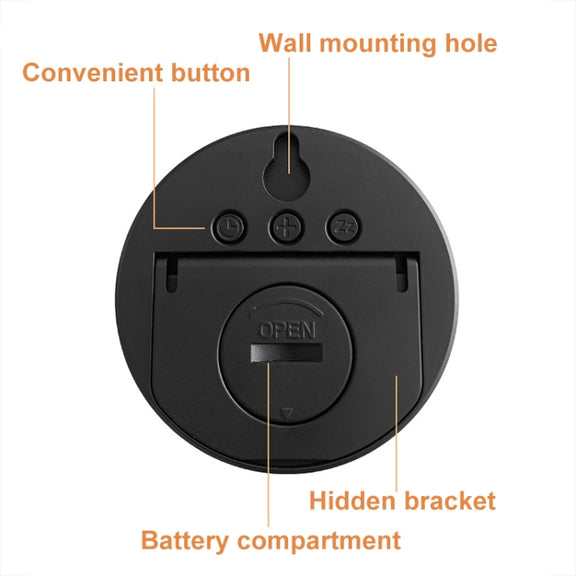 Slim Magnetic Thermometer And Hygrometer Clock Home Wall-Mounted Electronic Clock(Black)