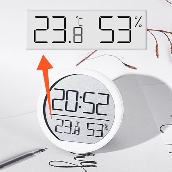 Slim Magnetic Thermometer And Hygrometer Clock Home Wall-Mounted Electronic Clock(Black)