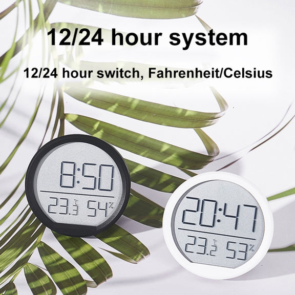 Slim Magnetic Thermometer And Hygrometer Clock Home Wall-Mounted Electronic Clock(White)