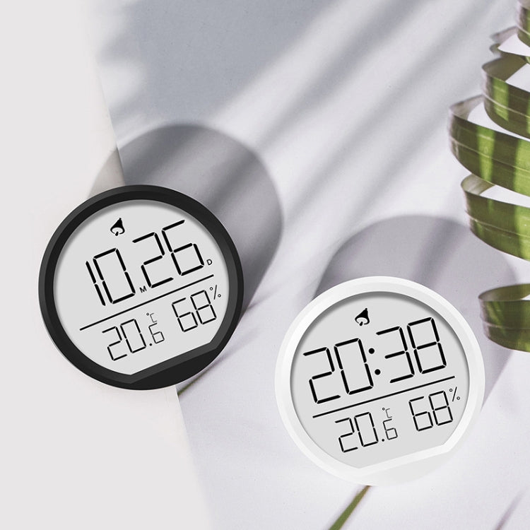 Slim Magnetic Thermometer And Hygrometer Clock Home Wall-Mounted Electronic Clock(Black)