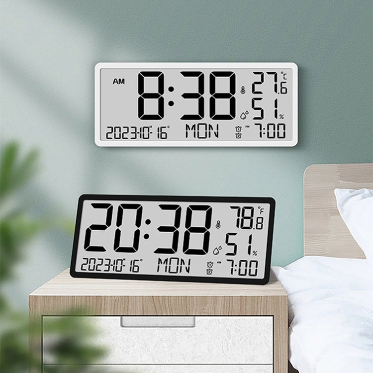 LCD Multifunctional Living Room Wall Clock Electronic Clock With Date/Temperature/Humidity Display(White) - Wall Clock by PMc TechLife | Online Shopping South Africa | PMc TechLife | Buy Now Pay Later Mobicred