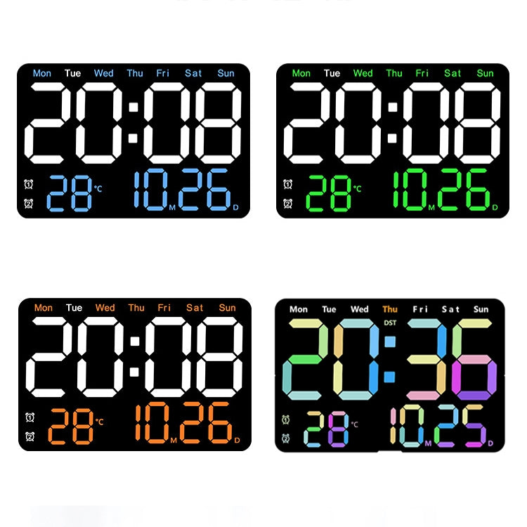Multifunctional LED Digital Display Electronic Wall Clock Living Room Silent Alarm Clock, Color: Orange