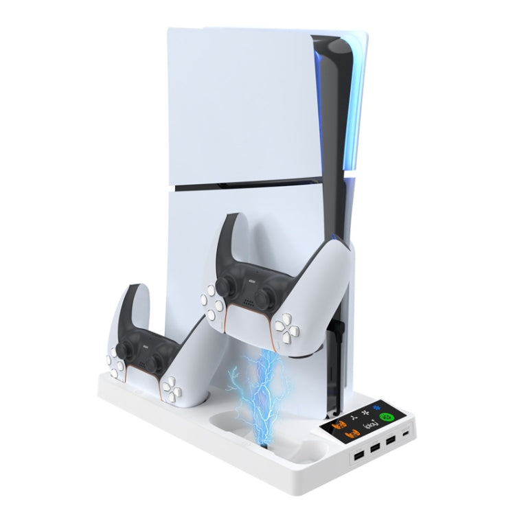 For PS5 Slim iplay HA-8006 Console Multifunctional Cooling Dock Handle Dual Charging Stand Handle Headphone Organizer(White) - free shipping - PMC Jewellery - Order now!