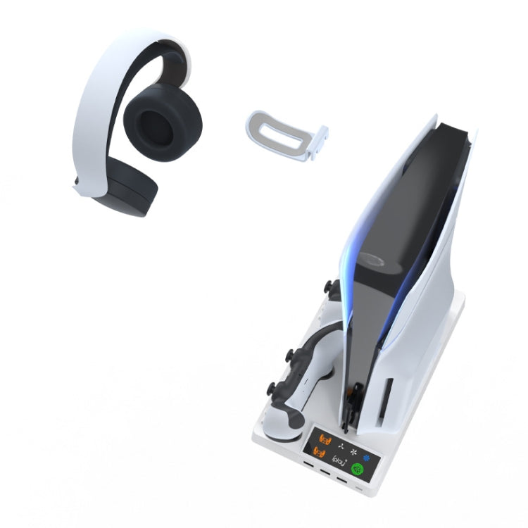 For PS5 Slim iplay HA-8006 Console Multifunctional Cooling Dock Handle Dual Charging Stand Handle Headphone Organizer(White) - free shipping - PMC Jewellery - Order now!