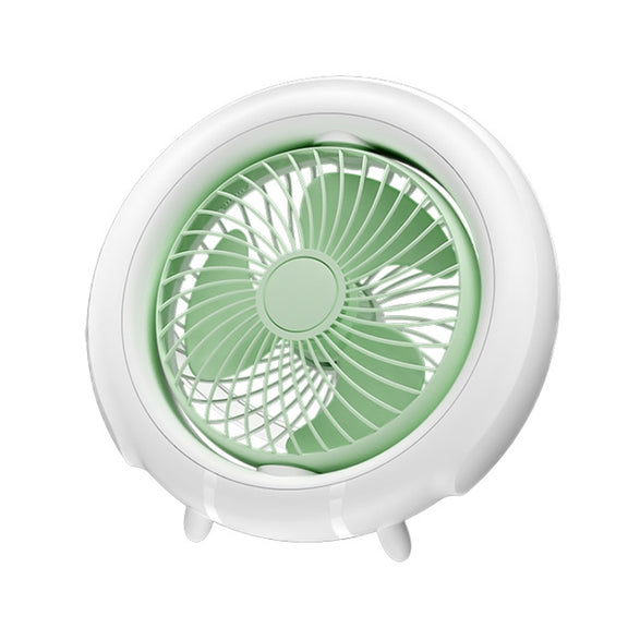 Night Light Desktop Folding Fan Outdoor Camping Hanging Mini Fan, Color: Green Upgraded