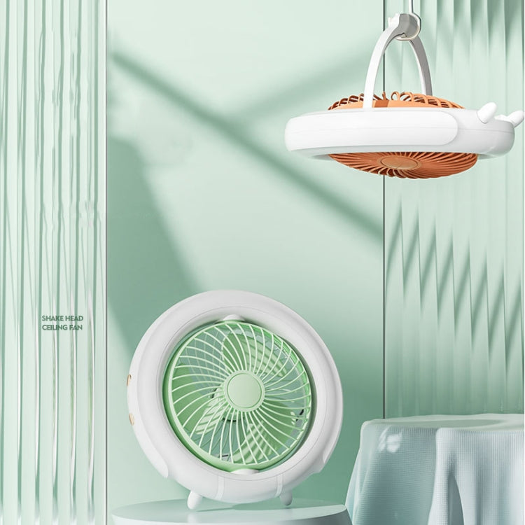 Night Light Desktop Folding Fan Outdoor Camping Hanging Mini Fan, Color: Green Upgraded