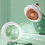 Night Light Desktop Folding Fan Outdoor Camping Hanging Mini Fan, Color: Green Upgraded