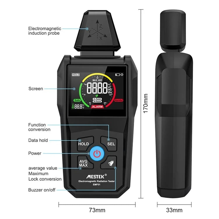 MESTEK  EMF01 Electromagnetic Radiation Detector Highly Sensitive 3-Axis Sensing Probe - free shipping - PMC Jewellery - Order now!